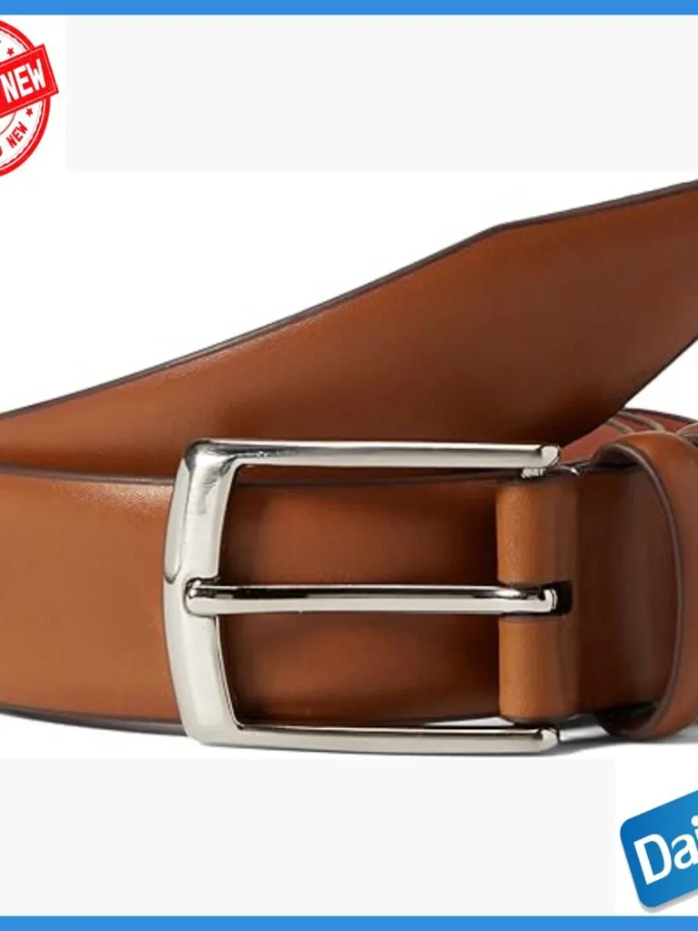 Italian Leather Belt with Antiqued Buckle, Size 40, Golf Accessory